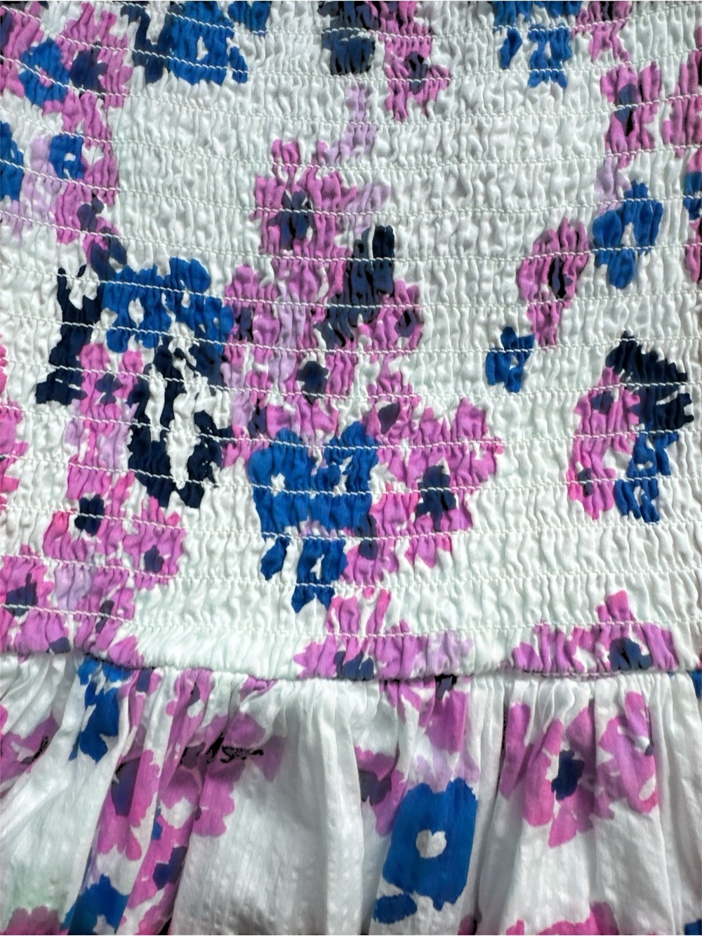 Mother and Girls' Pink & Blue Floral Smocked Sundress - Picture 4 of 5
